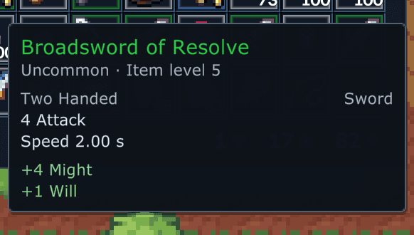 Broadsword of Resolve with +4 Might and +1 Will